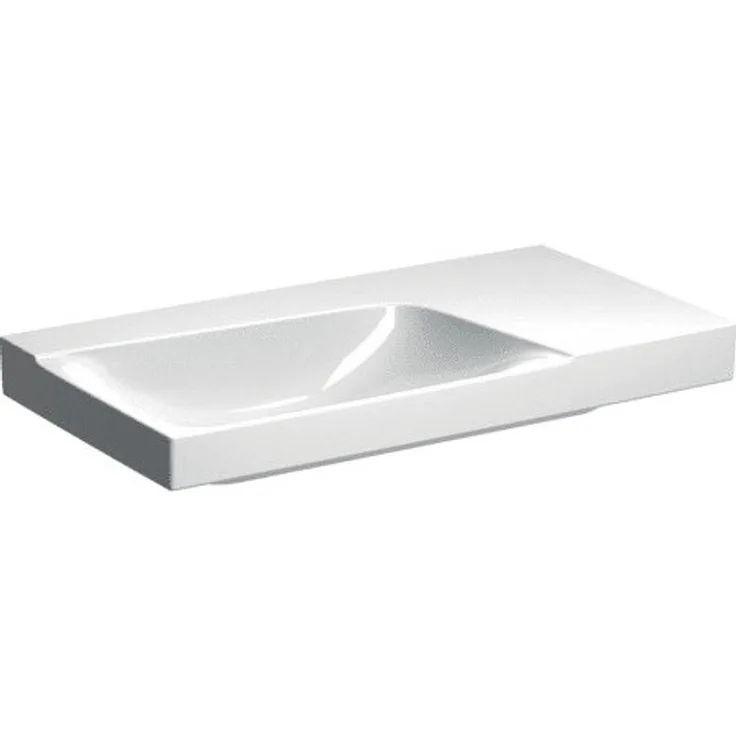 Keramag Xeno 2 Waschtisch, Ablagfläche rechts, ohne Hahnloch, ohne Überlauf, 90x48 cm weiss mit KeraTect, 500534011 - 500.534.01.1