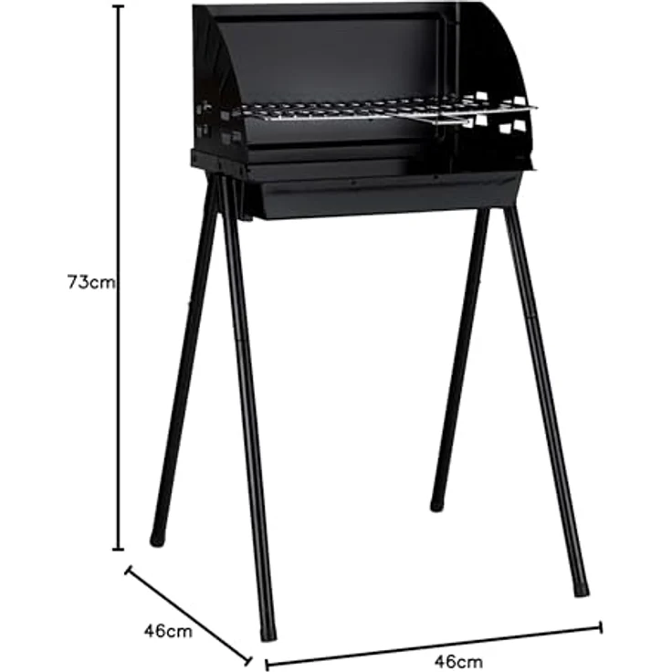 Haushalt International Grill Standgrill Holzkohlegrill mit Windschutz 64256, ideal beim Picknick, Camping, höhenverstellbarer Grillrost - Preisvergleich – Bild 3