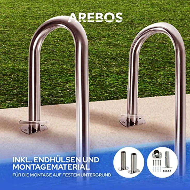 AREBOS Poolleiter- 3 Stufen - Silber – Bild 5