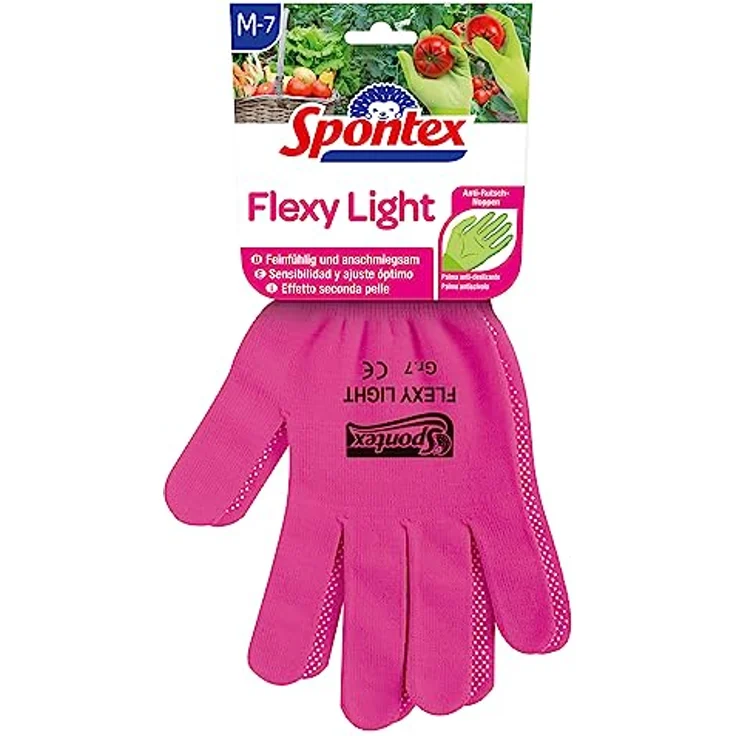Spontex Flexy Light, flexible Damenhandschuhe für Garten- und Hobbyarbeiten, mit Anti-Rutsch-Noppen, aus Textilstrick, Größe M, 1 Paar – Bild 5