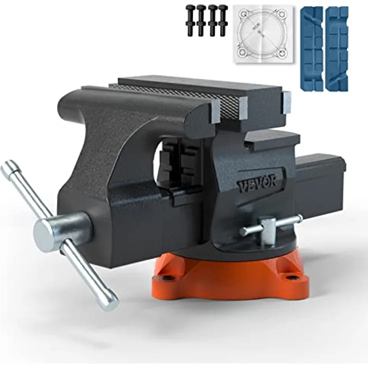 VEVOR 16,7cm Schraubstock 360° Drehbar Sphäroguss Werkbankschraubstock 7,2x7,7cm Amboss Schraubstock 16,5-23,5 Backenöffnung Parallelschraubstock Zwei-Wege-Backen zum Schärfen Schleifen Schneiden