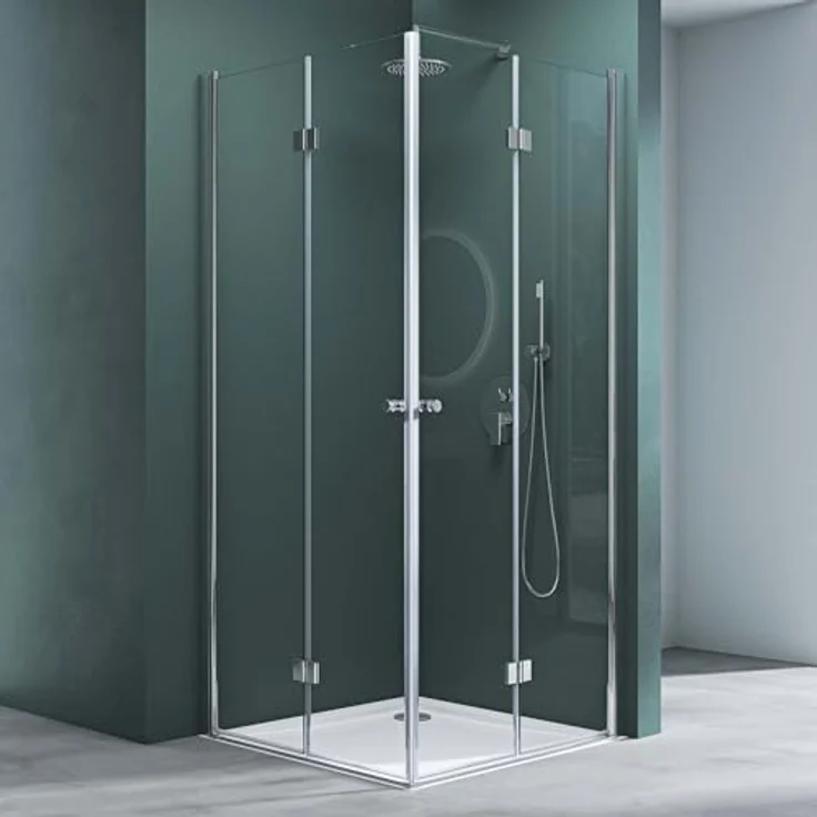 Mai & Mai Duschkabine Falttür 180° Klarglas 80x90x190cm, ESG Klappbar & Faltbar mit Lotus-Effekt, NANO-Beschichtung, barrierefreier Eckeinstieg R26 – Bild 1