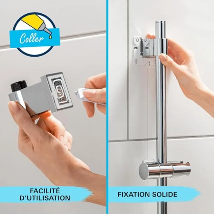 Grohe Vitalio Comfort 110 QuickFix Brausestangenset, Duschsystem mit 600mm Länge, inkl. Duschablage, geeignet zum Kleben oder Bohren – Bild 6