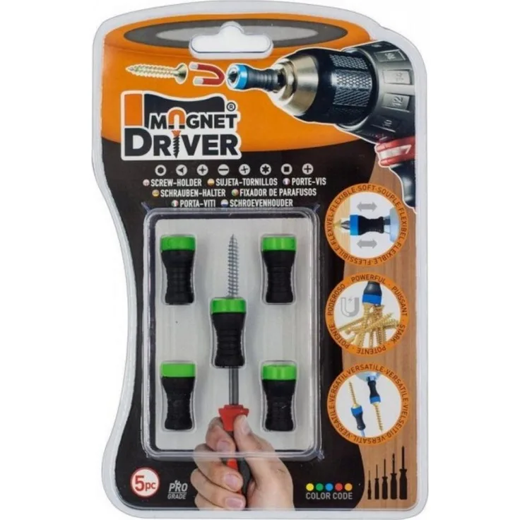 COFI 1453 Magnet Driver™ Bit-Schraubendreher B50, Schraubenhalter in Schwarz/Grün für alle Schraubendreher, 5 Stück