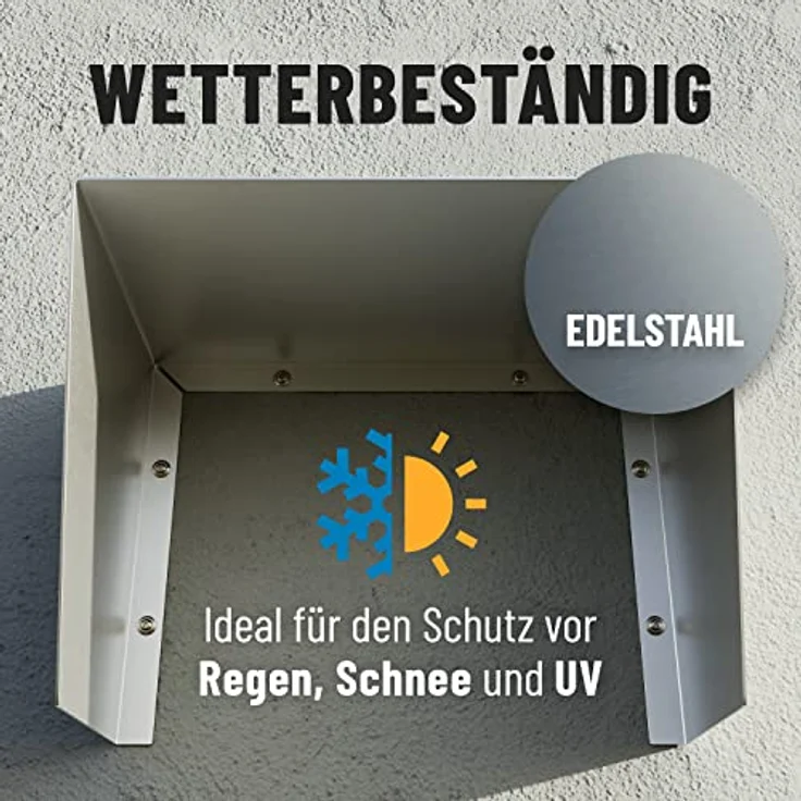ABSINA Edelstahl Dach für Wallbox inkl. Montagezubehör - 45,4 x 25,6 x 30,2 cm Abdeckung für Wallbox - Wallbox Wetterschutz, Wallbox Regenschutz, Schutz für Wallbox, Wallbox Abdeckung – Bild 3