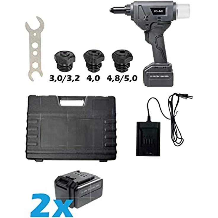 GOEBEL®- Akku Nieter Blindnietgerät Nietgerät GO-BR1 3,0/3,2/4,0/4,8/5,0 mm Blindniete Setzwerkzeug Setzgerät Akkunieter Blindnietsetzgerät Handnietmaschine Niet Nietmaschine Nietpistole – Bild 4