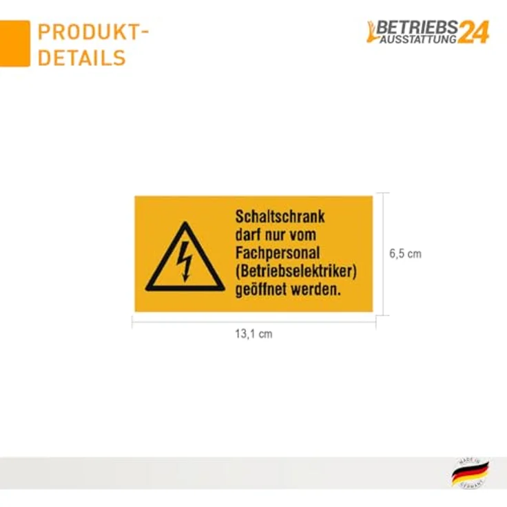 Betriebsausstattung24 Warnkombischild "Schaltschrank darf nur von Fachpersonal geöffnet werden", selbstklebend, PVC-Folie, 13,1 x 6,5 cm, gelb-schwarz – Bild 2