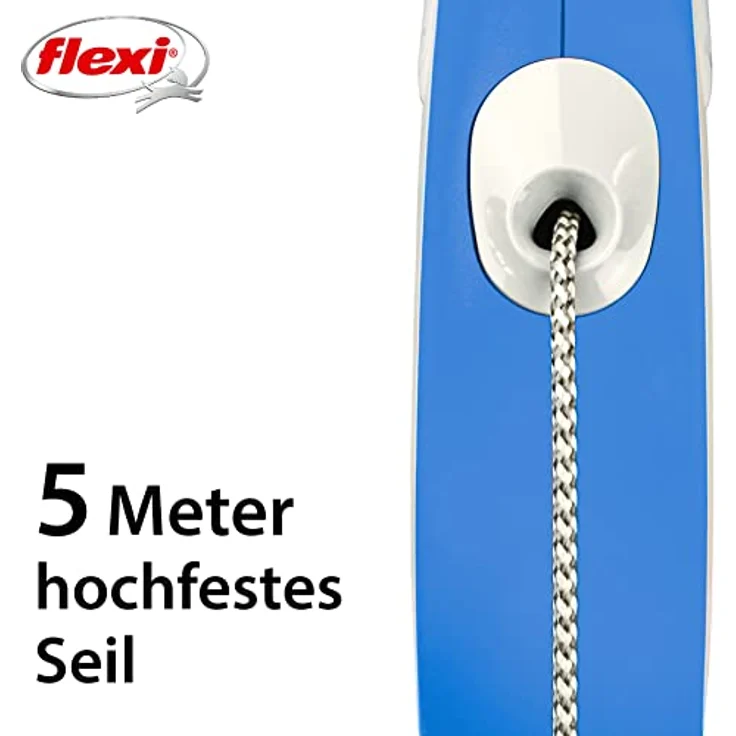 Flexi Leine New Comfort, Hundeleine Katzenleine Rollleine, Blau, M 20kg / 5m Seil – Bild 3