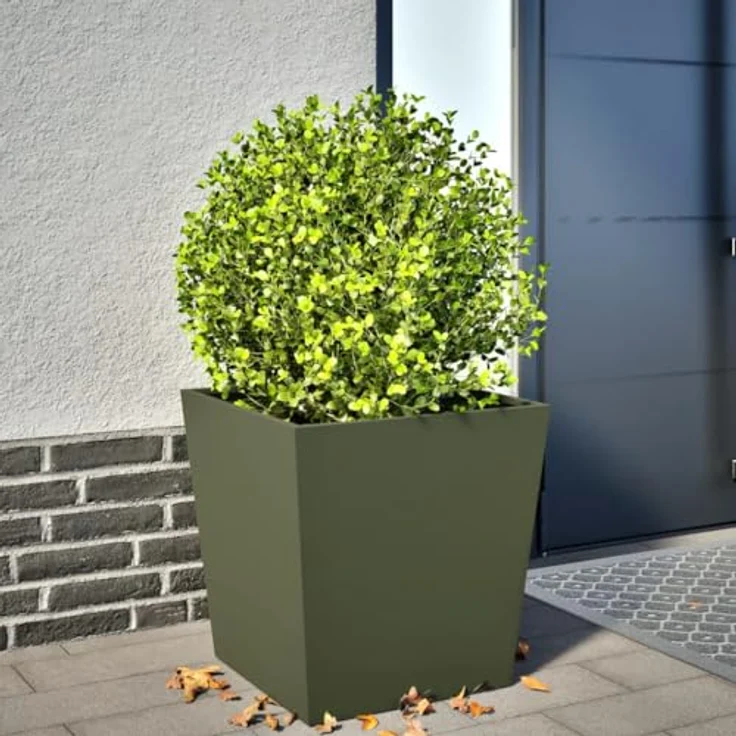 vidaXL Pflanzkübel Olivgrün 50x50x50 Stahl, rostbeständig und strapazierfähig – Bild 2