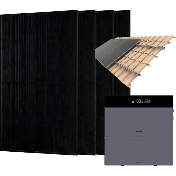 Conow CBE2000 Pro 1820W Balkonkraftwerk Komplettset mit Halterung für Ziegeldach und 1 CBE2000 Erweiterungsakku