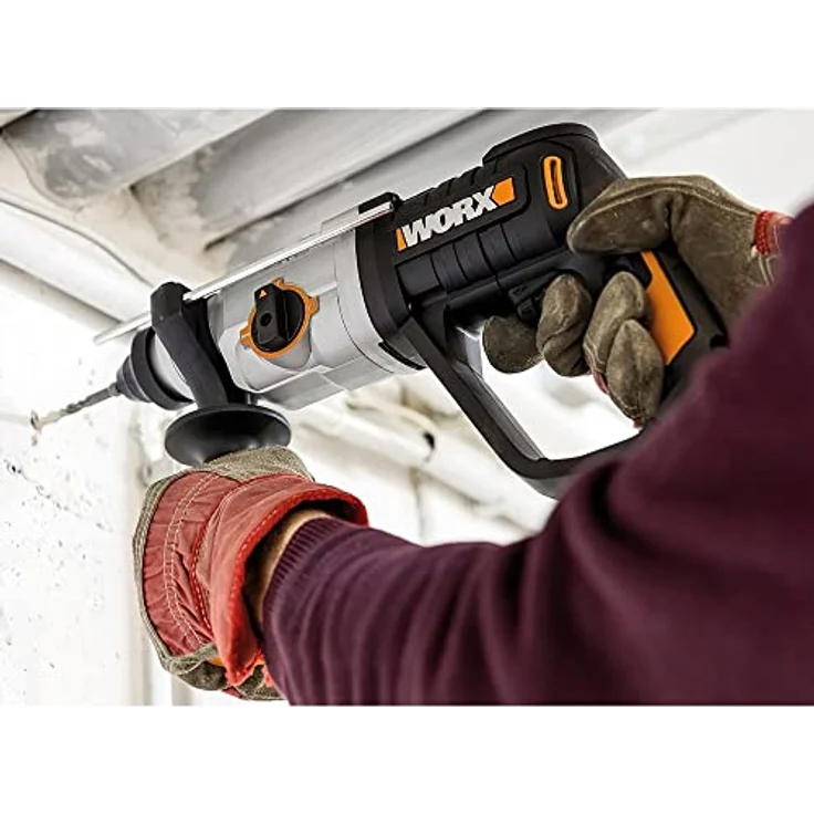Worx WX339 Bohrhammer Elektrisches Profi Werkzeug mit 800W Bohrer, Hammerbohrer & Meißel in einem Mit SDS-Plus Schnellspannbohrfutter & Links--Rechtslauf PowerShare kompatibel – Bild 7
