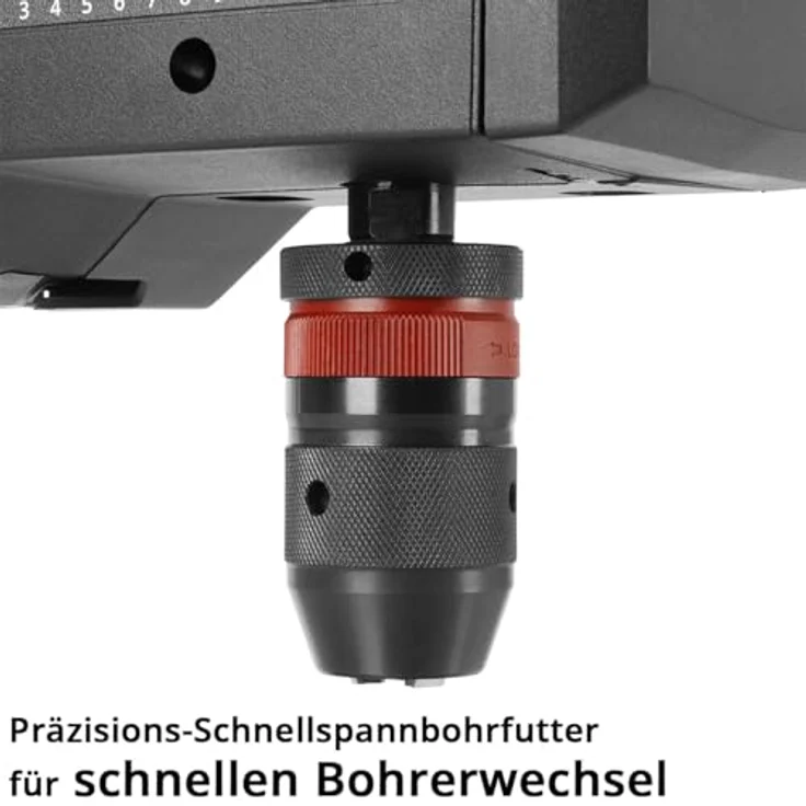 STAHLWERK Tischbohrmaschine mit Kreuzlinienlaser, 800 W Ständerbohrmaschine, digitale Drehzahlsteuerung 200 – 2.500 U/min, Schnellspannbohrfutter 1,5-13 mm, 90 mm Bohrhub, Digitaldisplay – Bild 2