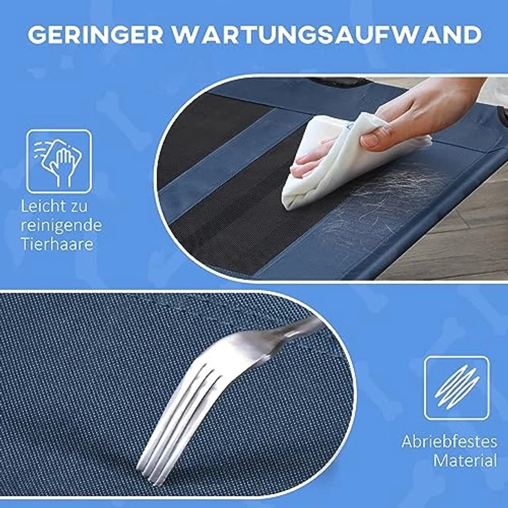 PawHut Hundebett Outdoor Hundeliege Outdoor Katzenbett Haustierbett Schlafplatz Metall Oxford-Gewebe Dunkelblau 122 x 92 x 23 cm – Bild 5