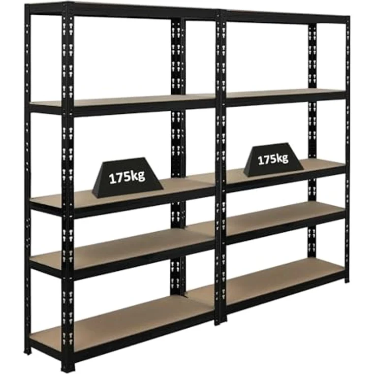 PROREGAL® Schwerlastregal Mega Deal 2x Schwerlastregal APOLLO 150x90x30 cm Schwarz, 175 kg Tragkraft, Steckmontage – Bild 8