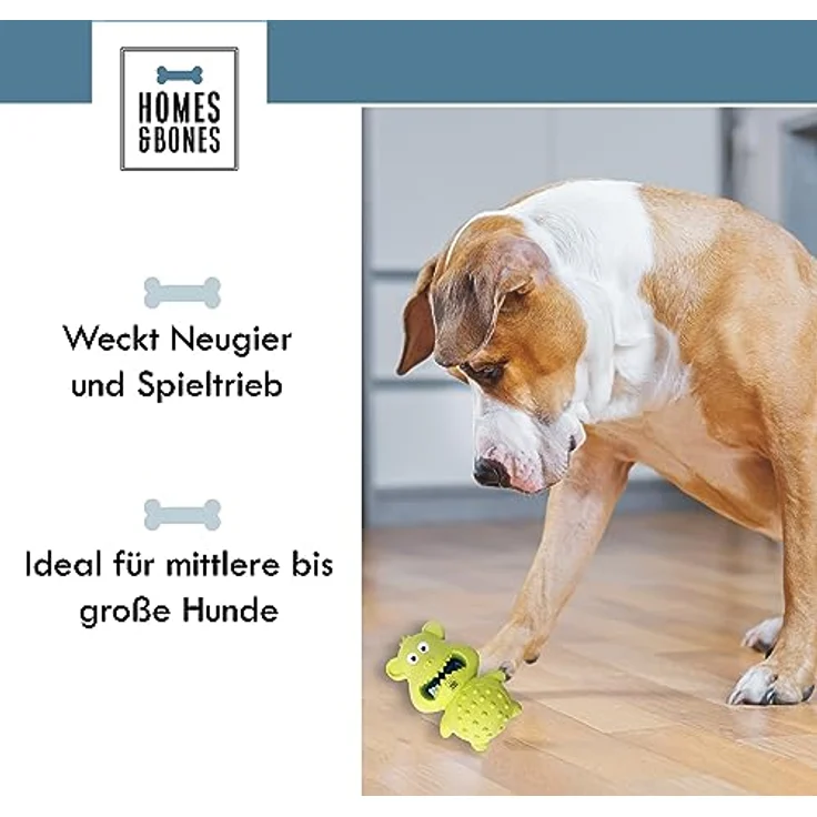 Homes&Bones Karlchen Hundespielzeug befüllbar aus Naturkautschuk zur Hundebeschäftigung als Futterball, Wurfspielzeug & Intelligenzspielzeug für mittlere bis große Hunde grün – Bild 3