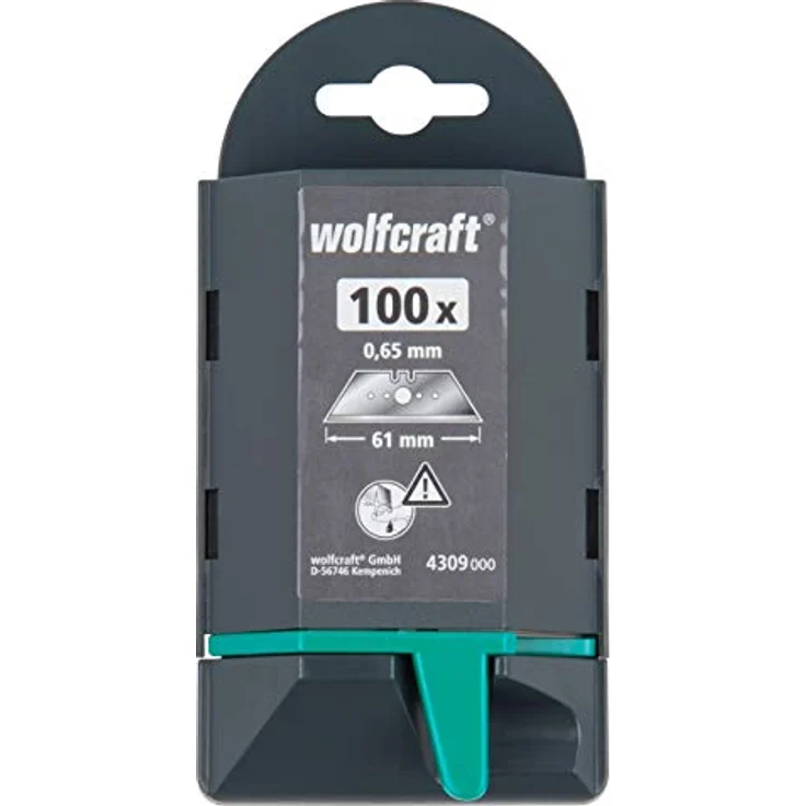 Wolfcraft 100 Profi-Trapezklingen in Spenderbox, 0.65 x 61 mm, 4309000 – Bild 3