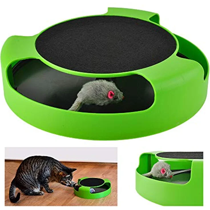 ISO TRADE Katzenspielzeug ,,Fang die Maus' Kunststoff Plüsch Kratzteller Unterhaltung 5404, Robust und langlebig, einfach zu montieren – Bild 3