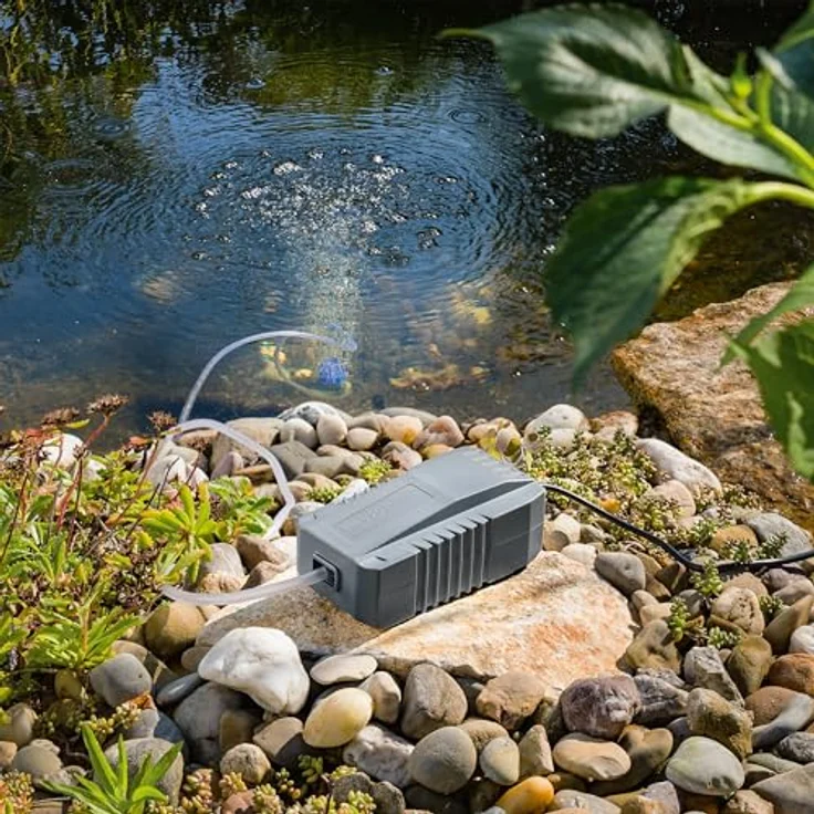 Esotec Solar Teichbelüfter 3,5/130, Sauerstoffpumpe mit 130 l/h Luftleistung, Solarmodul 3,5W, inkl. Erdspieß, Luftschlauch und Luftausströmer – Bild 2