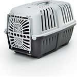 lionto Transportbox für Hunde & Katzen aus Kunststoff Tiertransportbox Kleintierbox, 48x31,5x33 cm anthrazit