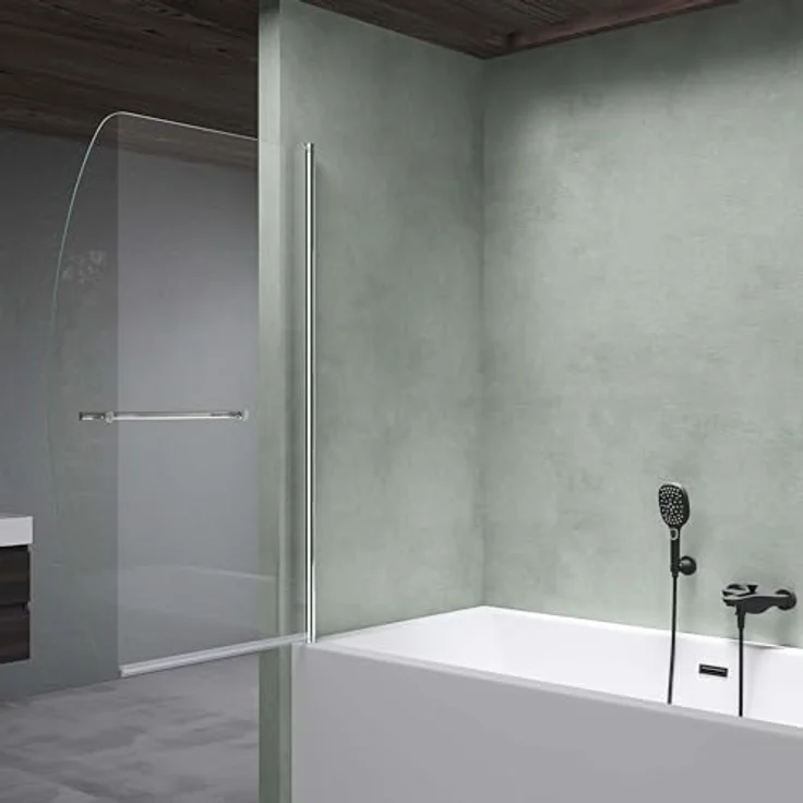 Mai & Mai Duschwand C112, faltbare Badewannenwand aus 6mm ESG-Sicherheitsglas, NANO-Beschichtung, 180° schwenkbar, 94x140cm – Bild 4
