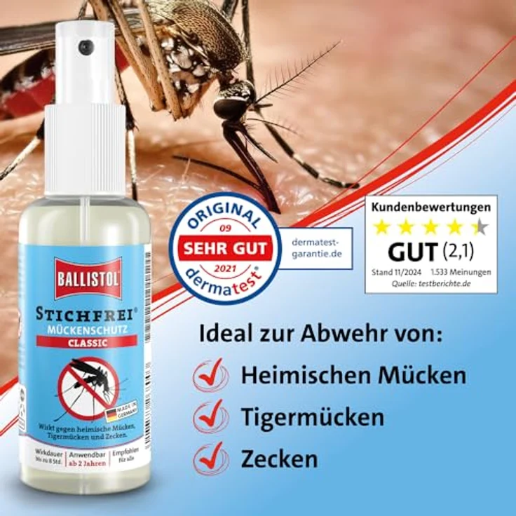Ballistol Stichfrei 26925, Insektenschutz-Spray mit 20% Icaridin, Schutz bis zu 8 Stunden, 20ml – Bild 3