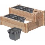 Endorphin® Hochbeet Balkon aus Lärche [110x80x45cm] | Kräuterbeet mit wetterfesten Kunststoffeinsatz | Gemüsebeet Pflanzkasten Holz | Pflanzentreppe Blumenbeet Pflanzkübel