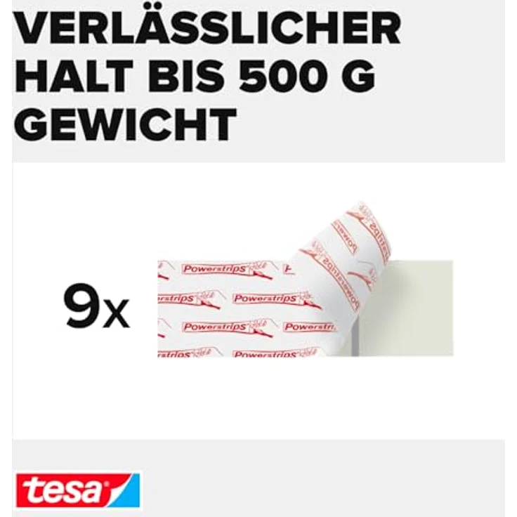 tesa Klebestreifen zum Befestigen auf Tapete & Putz, 0,5 kg Halteleistung – Bild 3