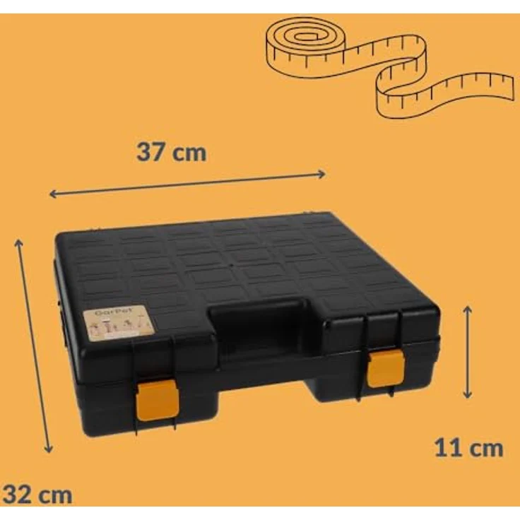 GarPet Werkzeugkoffer Maschinenkoffer leer Kunststoff Werkzeug Koffer Elektrowerkzeuge Box, Stoßfest, Umweltfreundlich, Clip-Verbindungs- und Öffnungssystem, Schwarz – Bild 2