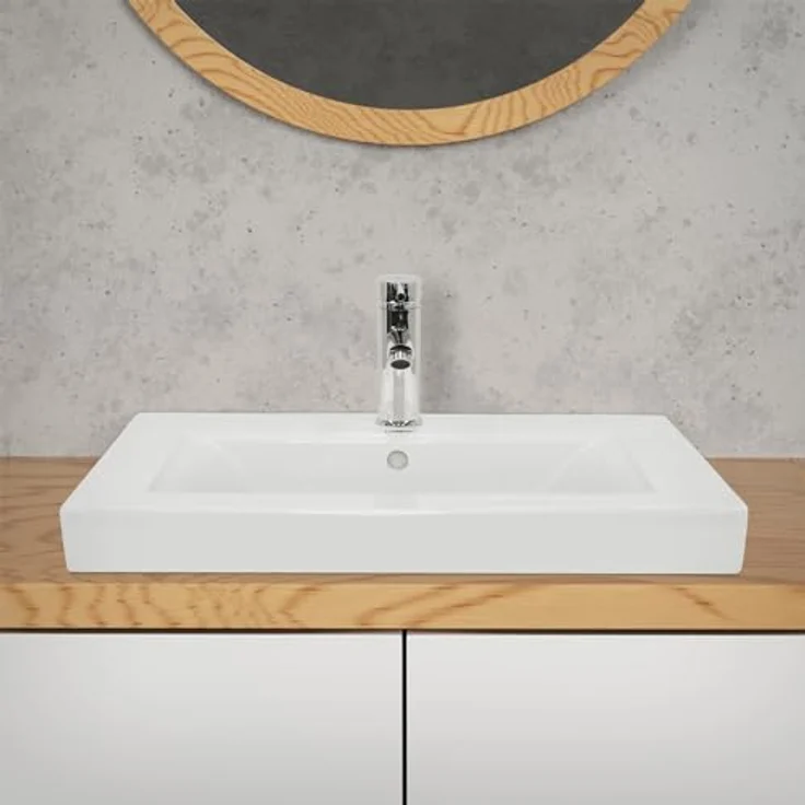 ECD Germany Waschbecken 605 x 465 x 160 mm Keramik Weiß – Bild 5