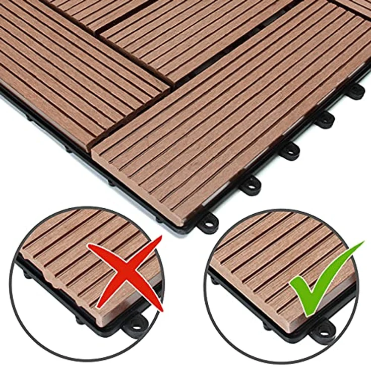 WPC Fliesen 1m²-4m² Terrassenfliesen Set Holzfliesen 30x30cm Balkon Pool Garten 11x Mosaik terrakotta 4250525376654 – Bild 3