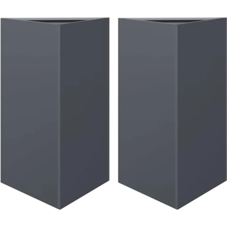 vidaXL Pflanzkübel 2 STK. Anthrazit Dreieckig 50x43x75 cm Stahl, Rostbeständig und stabil, viel Platz für gesundes Pflanzenwachstum – Bild 1
