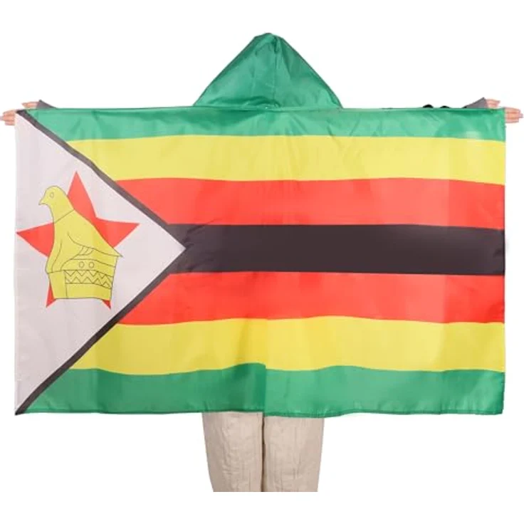 AZ FLAG Umhangflagge Simbabwe 150x90 cm, 100% Polyester mit Kapuze und Ärmeln, leicht und komfortabel, Body Flag 80g – Bild 2