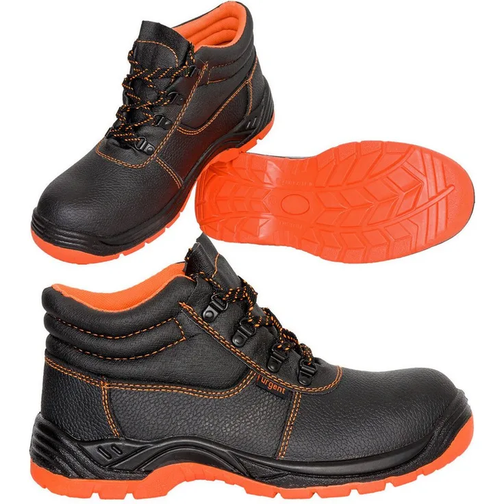 Urgent Modell 101 S1, Arbeitsstiefel mit Stahlkappe, schwarz-orange, energieabsorbierend, für Bau- und Renovierungsarbeiten