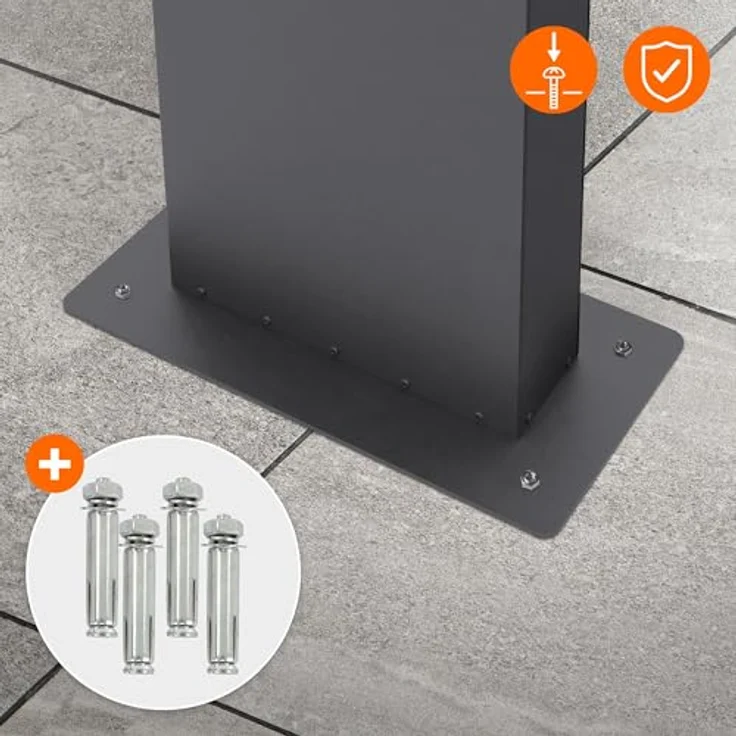 ML-DESIGN Standbriefkasten Anthrazit, Briefkastenanlage mit Zeitungsfach und Edelstahlständer, inkl. Montagematerial, 170 cm hoch – Bild 7