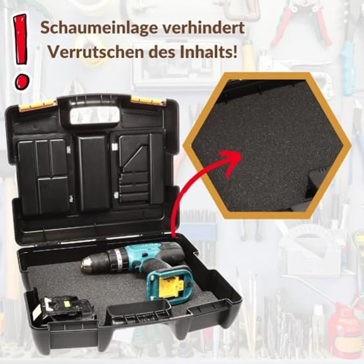 GarPet 2er Set Maschinenkoffer leer, Universal Werkzeugkoffer mit Schaumstoffeinlage für Elektrowerkzeuge, ideal für Heimwerker und Profis – Bild 4
