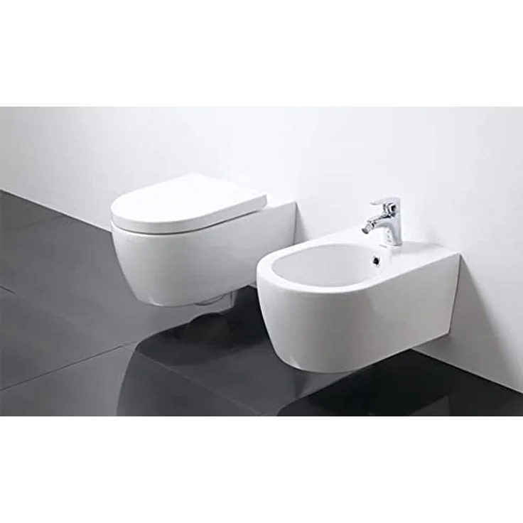 NEG Design Hänge-WC Uno11RL spülrandlos & spritzfrei Nano-Versiegelung Duroplast Soft-Close-Deckel abnehmbar Quick-Release Quick-Fix Montage-System, Keramik, Beschichtet, Weiß – Bild 2
