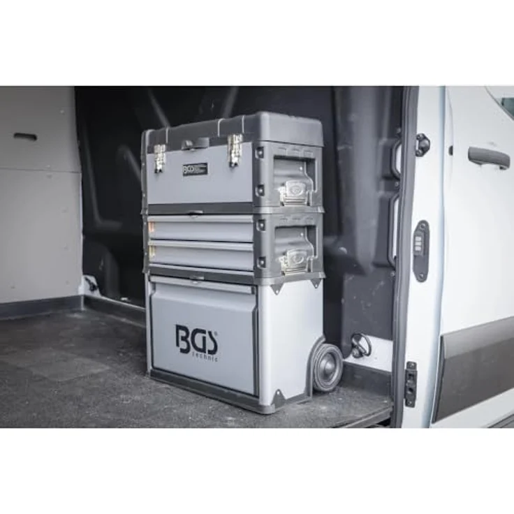 BGS TECHNIC Montagewagen fahrbar, Werkstattwagen mit 3 abnehmbaren Teilen, max. Tragfähigkeit 75 kg, Höhe 720 mm, schwarz – Bild 4