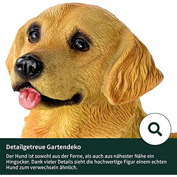VERDOBA Deko Figur Hund, wetterfeste Gartenfigur aus Polyresin, Golden Retriever, 26,7 x 17,5 x 16,3 cm, handbemalt – Bild 3