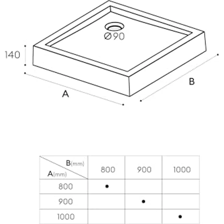 doporro Duschwanne Duschtasse Duschwanne Faro1H Acryl Weiß DIN-Anschlüsse, Quadratisch-ohne Ablaufgarnitur, Sanitäracryl – Bild 6
