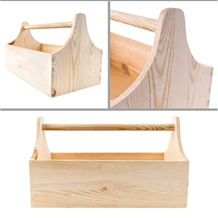 Creative Deco Werkzeugkoffer aus Holz 34 x 18 x 20,5 cm, Naturfarben, 1 St. Teiler, 1 St. Fach, 600g – Bild 6