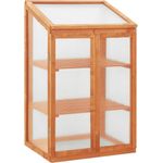 DOTMALL Gewächshaus 2 Etage mit Doppeltüren, Holz, wetterfest, 60x45x100 cm, orange