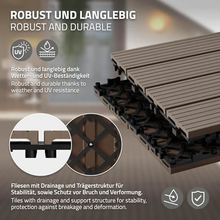 4er Pack WPC Bodenplatte 60x30 dunkelbraun – Bild 4