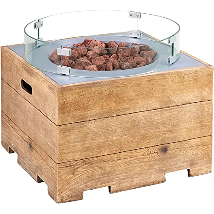 intergrill Gasfeuerstelle Fire Pit | 122 x 38 x 38 cm | Outdoor Feuertisch Feuerschale für Garten Terrasse und Balkon | Windschutz und Lavasteinen – Bild 2