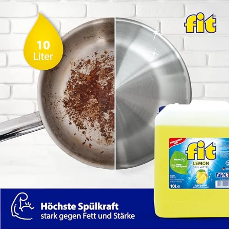 FIT fit Spülmittel Lemon 10L - Stark gegen Fett, hautverträglich und sparsam im Verbrauch – Bild 3