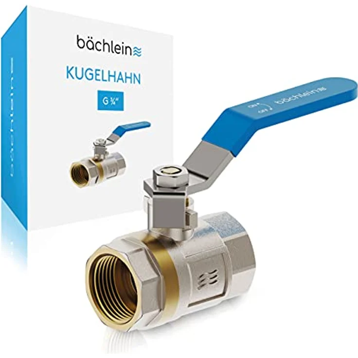Bächlein Universal Kugelhahn – Kugelventil aus Messing mit Hebel-Griff und beidseitigem 3/4 Zoll Innengewinde – Absperrventil mit vollem Durchgang – Bild 1