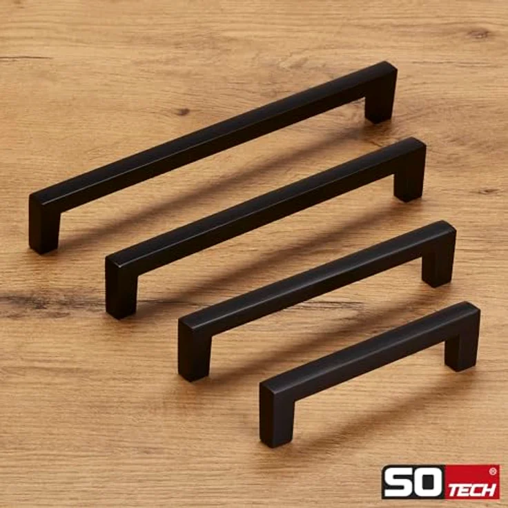 SO-TECH Möbelgriff BLACKLINE I BA 256 mm, schwarz matt, 10 Stück inkl. M4 Schrauben – Bild 3