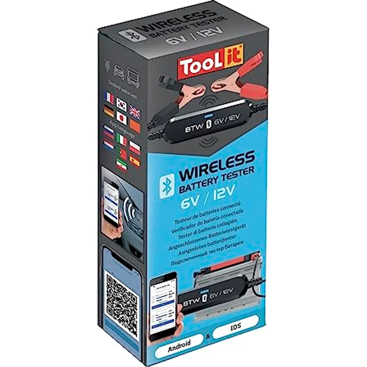 Toolit Batterietester BTW Kfz-Batterietester 6 V, 12 V Bluetooth, 2000 Datensätze, schwarz – Bild 6
