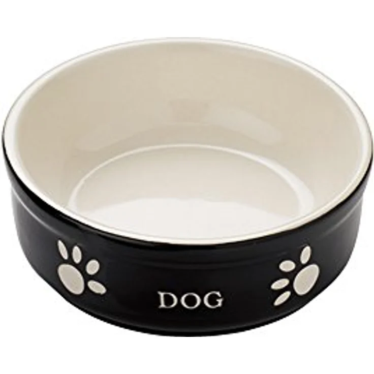 Nobby Hunde Keramiknapf DOG, schwarz-beige, 13,5 x 13,5 x 5 cm, 1 Stück – Bild 1