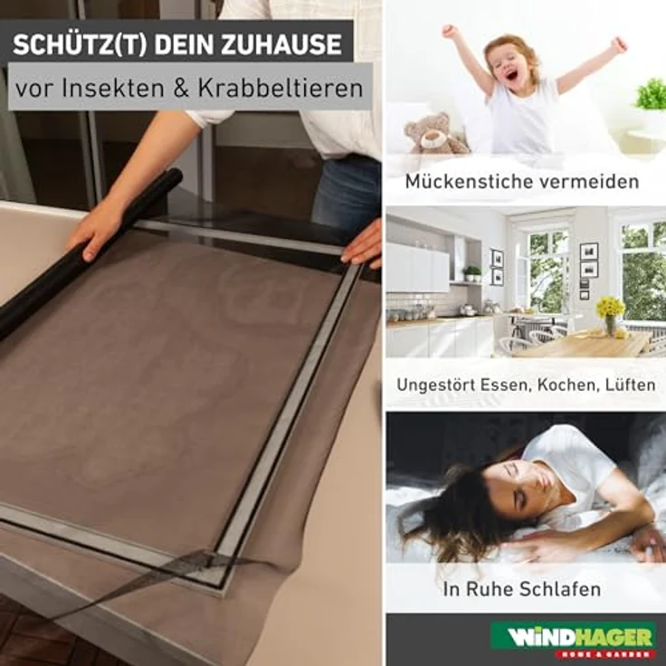 Windhager Moskitonetz, Insektenschutzgitter, UV-beständig und reißfest, BxH: 100x250 cm – Bild 2