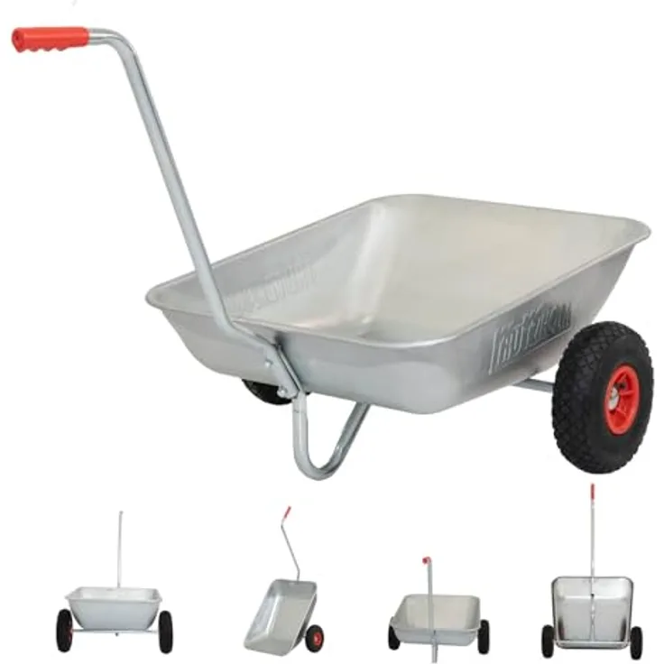 TRUTZHOLM Schubkarre Einhandkarre mit Luftreifen, 100 kg Traglast, 75 L Volumen, wendig und robust für Garten und Friedhof
